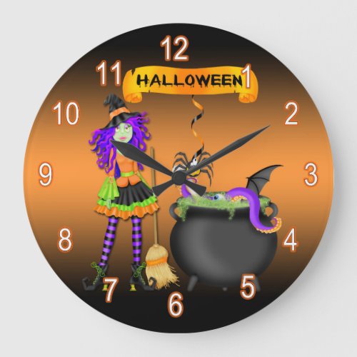 Trendy Halloween Witch Cauldron Round Wall Clock