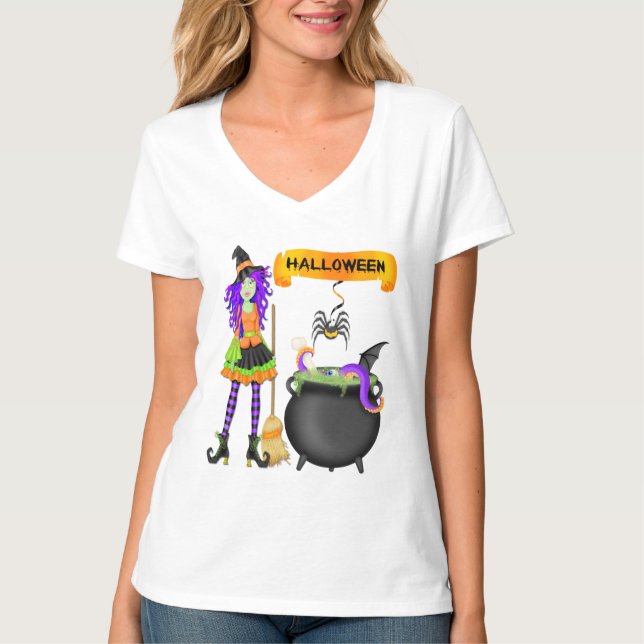 Trendy Halloween Witch Cauldron Women's T-Shirt (Front)