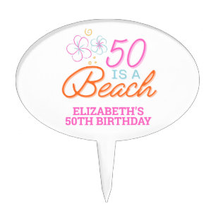  Trendy Hand Drawn 50th Beach Birthday Cake Topper