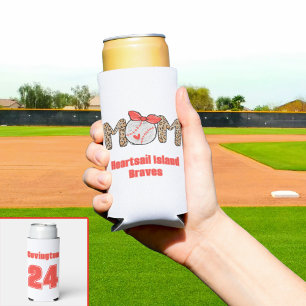 Trendy Hand drawn Baseball Mom Personalized  Seltzer Can Cooler