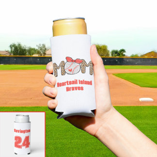 Trendy Hand drawn Baseball Mom Personalized  Seltzer Can Cooler