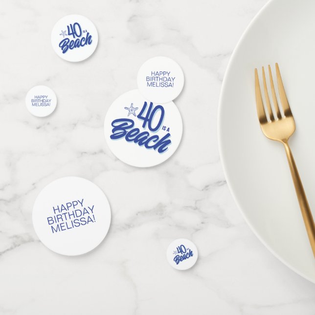 Trendy Hand Drawn Doodle 40 Is A Beach Birthday Confetti (Group)