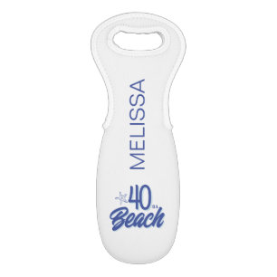 Trendy Hand Drawn Doodle 40 Is A Beach Birthday Wine Bag