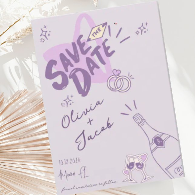 Trendy Hand Drawn Scribble Fun Save the Date Invitation (Creator Uploaded)