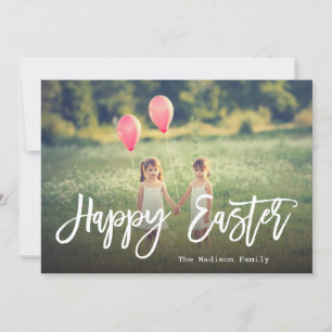 Trendy Hand Lettered Script Easter Photo Holiday Card