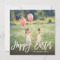 Trendy Hand Lettered Script | Easter Photo Holiday Card