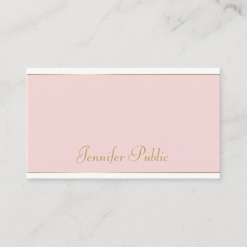 Trendy Hand Script Blush Pink Gold Template Modern Business Card