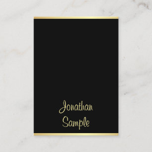 Trendy Hand Script Name Black Gold Modern Template Business Card