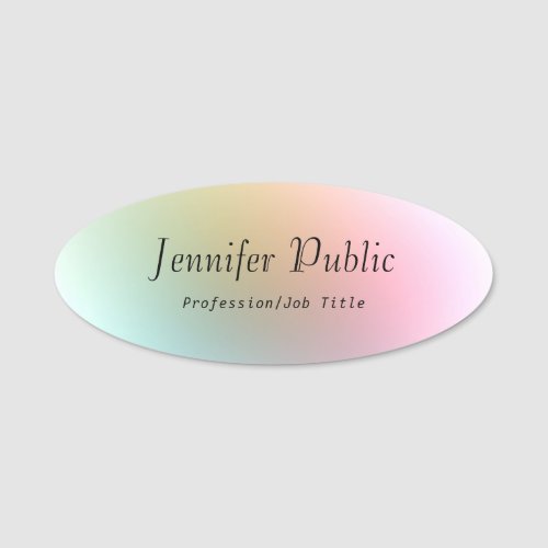 Trendy Hand Script Text Elegant Colorful Template Name Tag