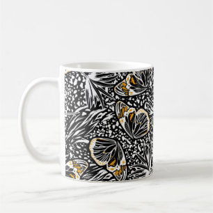 Trendy hand sketch butterflies flying blending wit coffee mug