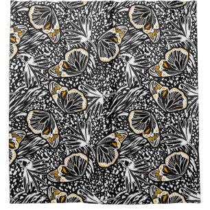 Trendy hand sketch butterflies flying blending wit shower curtain