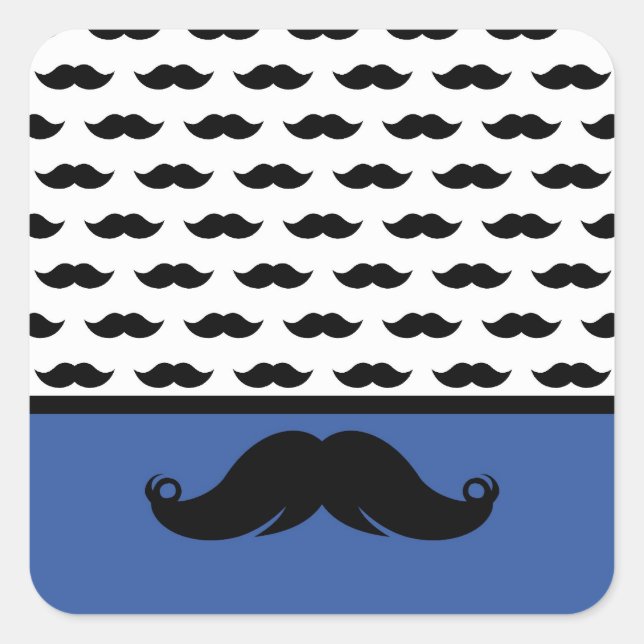 Trendy Handlebar Mustache Moustache Stache Square Sticker (Front)