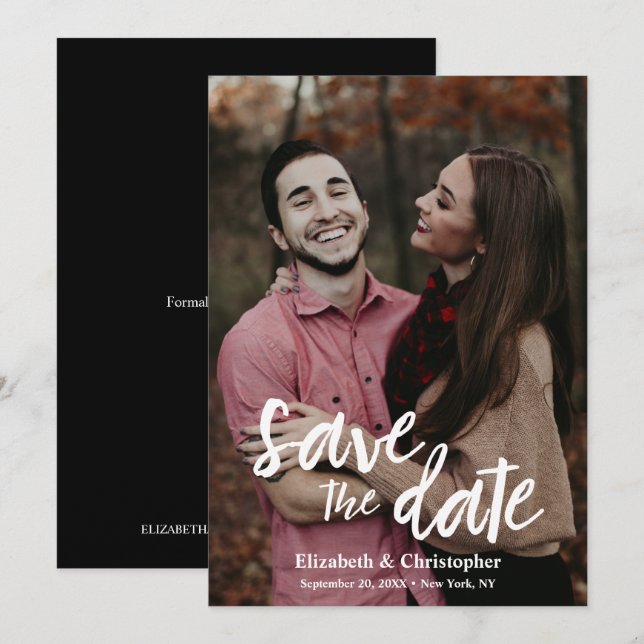 Trendy Handlettering script engagement photo  Save The Date (Front/Back)