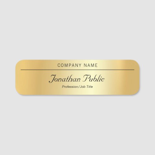 Trendy Handwriting Name Modern Elegant Gold Name Tag
