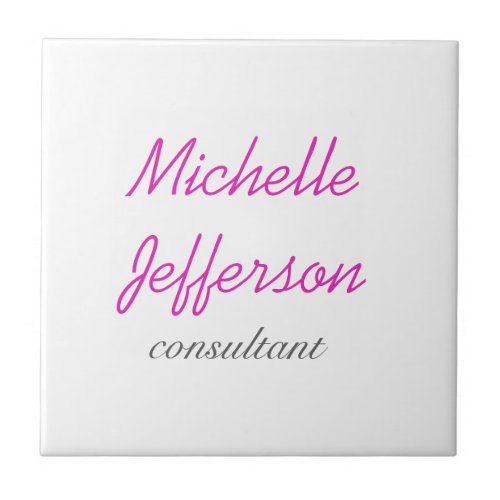 Trendy Handwriting Pink White Clean Ceramic Tile