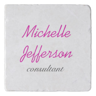 Trendy Handwriting Pink White Clean Trivet