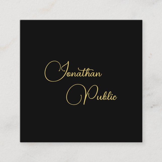 Trendy Handwriting Script Name Simple Template Square Business Card (Front)