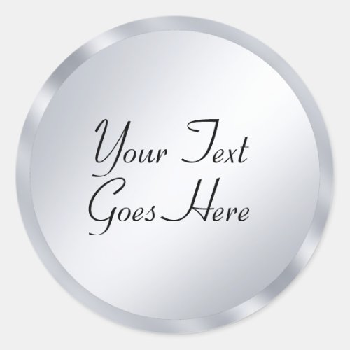 Trendy Handwriting Script Silver Look Elegant Classic Round Sticker