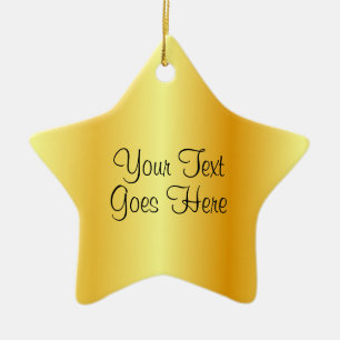 Trendy Handwriting Script Template Gold Look Ceramic Ornament