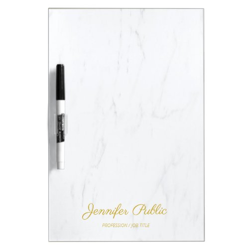 Trendy Handwritten Gold Name Modern Elegant Marble Dry Erase Board