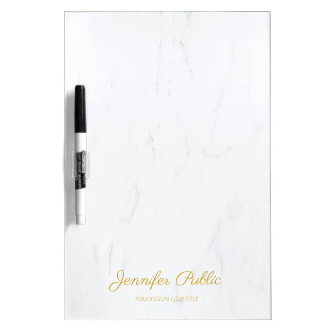 Trendy Handwritten Gold Name Modern Elegant Marble Dry Erase Board Zazzle
