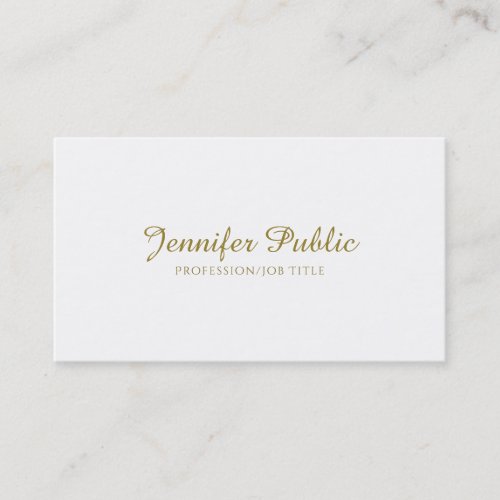 Trendy Handwritten Gold Script Minimalist Design Business Card