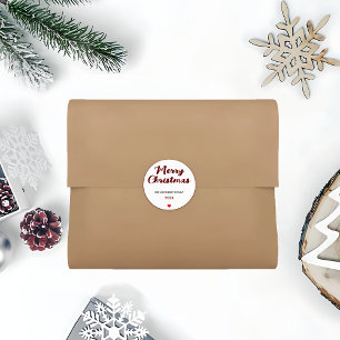 Trendy Handwritten Merry Christmas  Classic Round Sticker