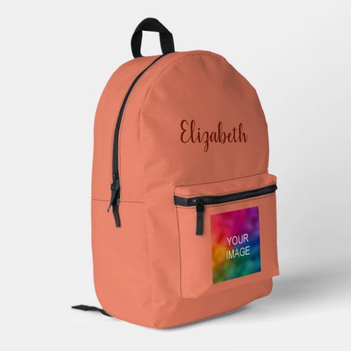 Trendy Handwritten Name Custom Salmon Solid Color Printed Backpack