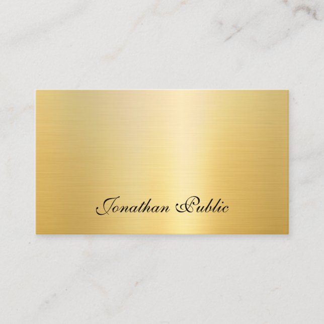 Trendy Handwritten Name Elegant Gold Template Business Card (Front)