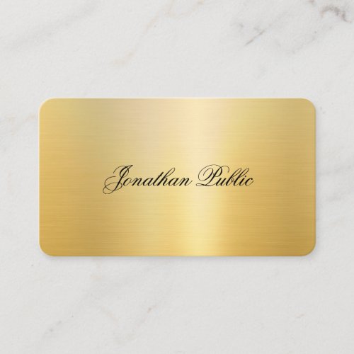 Trendy Handwritten Name Stylish Gold Look Modern Business Card