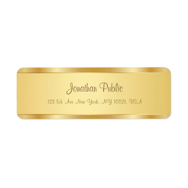 Trendy Handwritten Name Text Professional Gold Label (Front)