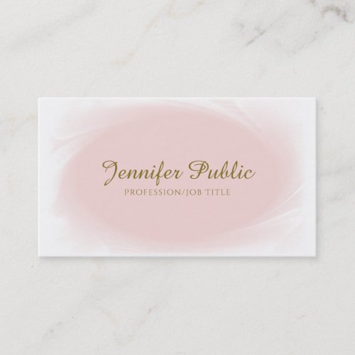 Trendy Handwritten Script Blush Pink Gold Design Business Card