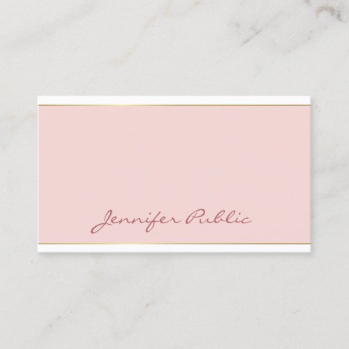 Trendy Handwritten Script Blush Pink Gold Template Business Card