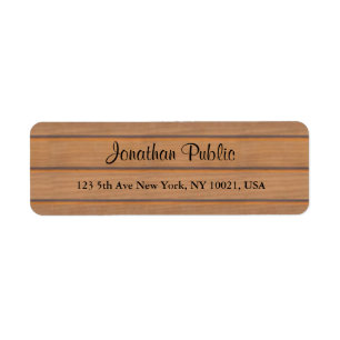 Trendy Handwritten Script Name Text Wood Return Label