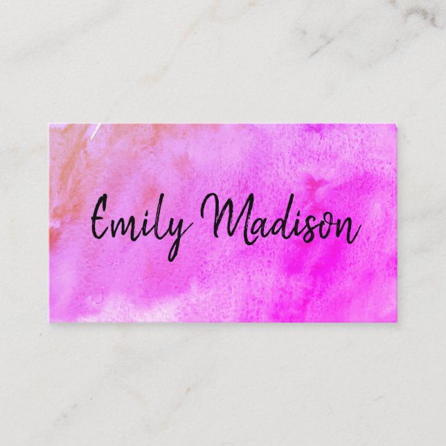 Trendy Handwritten Watercolor Business Card (Front)