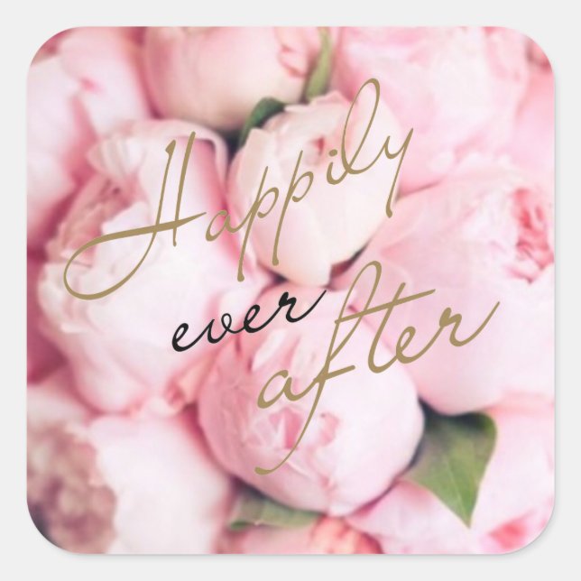 Trendy Happily Ever After Wedding Stickers (Front)