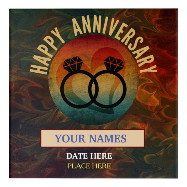 trendy happy anniversary couple gift acrylic print (Front)