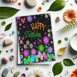 Trendy Happy Birthday Fun Floral Colorful Flowers Card<br><div class="desc">A fun Birthday card to send to your girlfriends,  nieces,  grandmothers,  granddaughters,  sisters or coworkers…anyone really!  The bright colors and fun flower artwork will be a nice surprise for whoever receives it. To see more of my daily inspirational artwork check out Inspirivity on Facebook or Instagram.</div>
