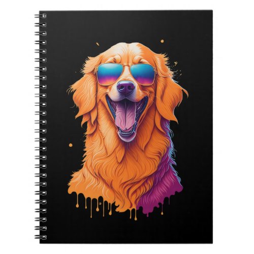 Trendy Happy Golden Retriever Wearing Sunglasses  Notebook