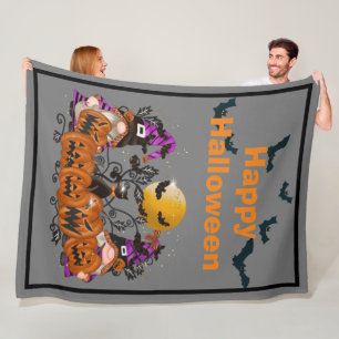 Trendy Happy Halloween Gray Gnome Fleece Blanket