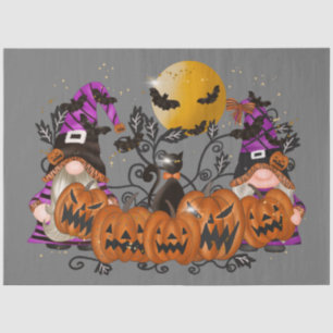 Trendy Happy Halloween Gray Gnome Tissue Paper