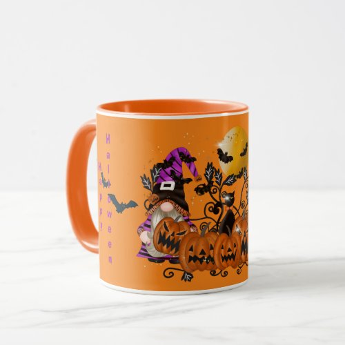 Trendy Happy Halloween Orange Gnome Mug
