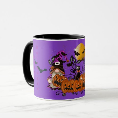 Trendy Happy Halloween Purple Gnome Mug