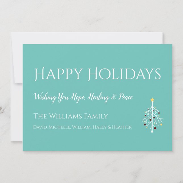 Trendy Happy Holidays Family Christmas Card (Front)