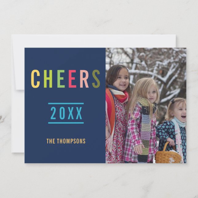 Trendy Happy Holidays Family greeting photo Holiday Card (Front)