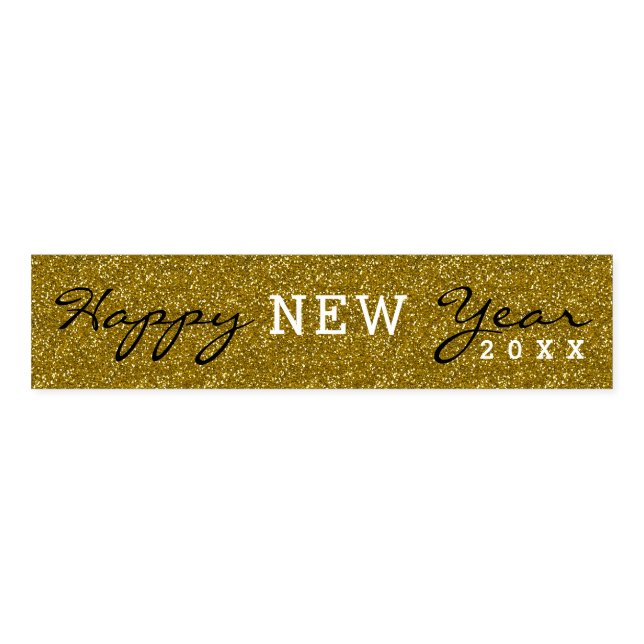 Trendy Happy New Year Gold Glitter Napkin Bands (Unfolded)