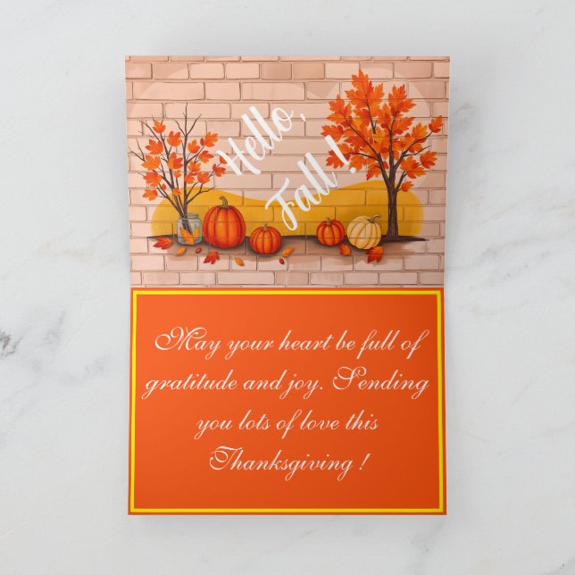 Trendy Happy Thanksgiving Beautiful Fall Card (Inside)
