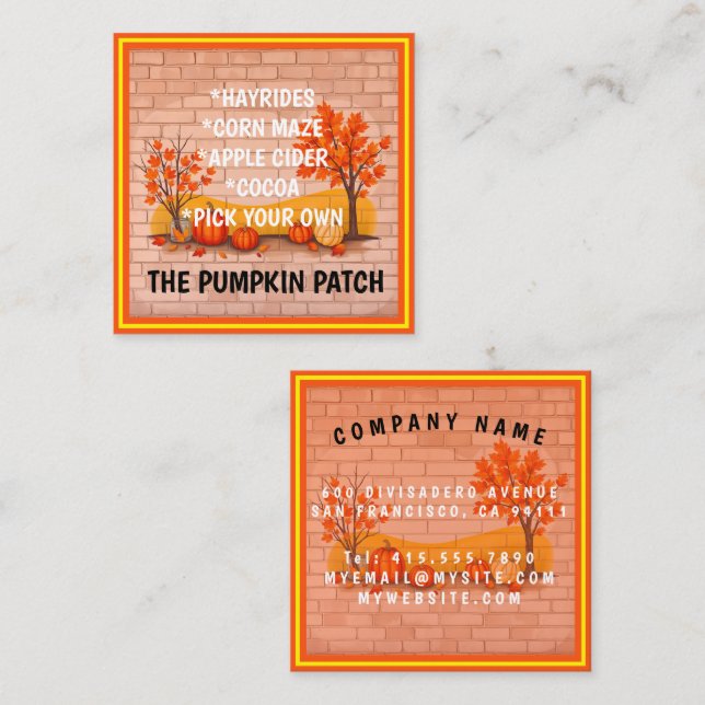 Trendy Happy Thanksgiving Beautiful Fall Square Business Card (Front/Back)