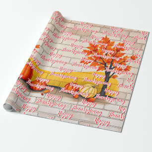 Trendy Happy Thanksgiving Beautiful Fall Wrapping Paper