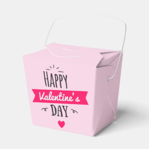 Trendy Happy Valentine's Pink Favor Boxes